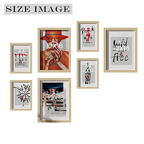 Image of PAINTINGMANTRA Wall Decor Bar Theme Set of 7 Framed Art Prints Paintings for Home Gallery, Bedroom, Living Room & Office (Size - 3-12 x 16 & 4-8 x 12 Inches)