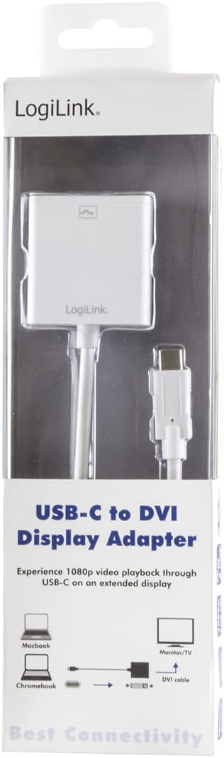 Logilink USB Type-C Adapter, C/M to DVI-D/F, 1080p, White, 0.15 m, UA0245A (DVI-D/F, 1080p, White, 0.15 m to DVI)
