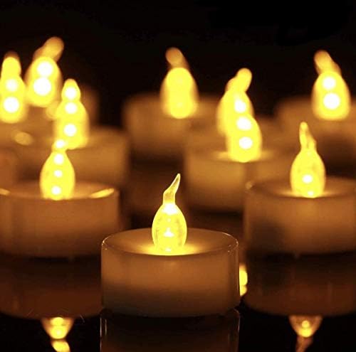 Eloer Tea Lights Flameless LED Tea Lights Candles 100 Pack, Flickering Warm Yellow 100+ Hours Battery-Powered Tealight Candle. Ideal for Party, Wedding, Birthday, Gifts and Home Decoration
