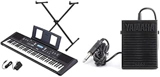 Yamaha PSR-EW310 76-key Portable Keyboard Bundle with Stand and Power Supply & FC5 Compact Sustain Pedal for Portable Keyboards, black