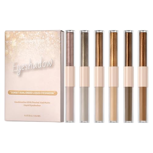 Juego de sombras de ojos líquidas | Doble extremo altamente pigmentado 6 piezas | Sombras de ojos de maquillaje con purpurina, para mujeres, niñas, principiantes, viajes, citas, fiestas, viajes