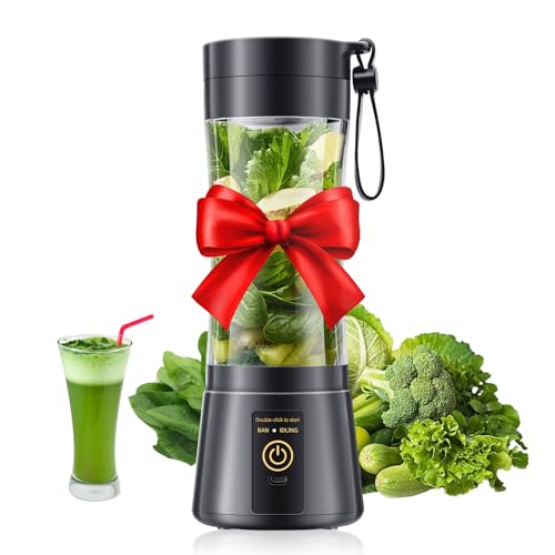 Cordless Portable Personal Size Blender - USB Rechargeable Blender for Smoothies and Shakes, 6 Blades with 380Ml BPA Free Juice Cup, Freshly Squeezed for Picnic/Sports