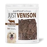 JustFoodForDogs Venison Dog Treats, Single-Ingredient Healthy Dog Treats, Made in The USA, 5 oz