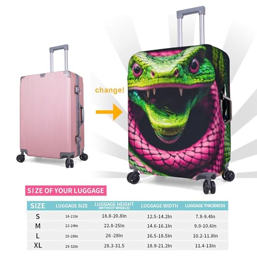Housse de valise serpent vert blanche taille S pour voyage - 6