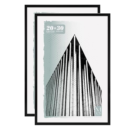 Image of MCS Foundation 20x30 Poster Frame Traditional Black, Vertical & Horizontal Wall Hanging Large Picture Frame for Photos, Posters & Art Prints (2-Pack)