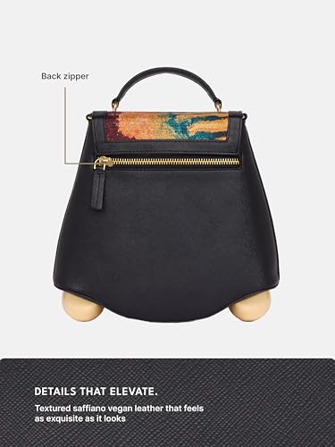 Image of ZOUK Women's Svara Sling Bag | Vegan Leather Bag | Crossbody + Top Handle with Adjustable Strap | Evening & Festive