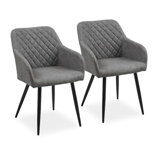 Clipop Silla De Comedor Juego De 2 Silla Tapizada De Imitación De Cuero Silla De Cocina Retro Silla De Brazo Silla De Salón Con Patas De Metal 2, Cuero-Gris Claro Clipop Silla De Comedor Juego De 2 Silla Tapizada De Imitación De Cuero Silla De Cocina Retro Silla De Brazo Silla De Salón Con Patas De Metal 2, Cuero-Gris Claro
