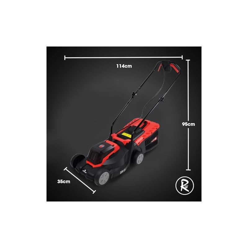 Cordless Lawnmower 33cm RocwooD 20V 2 x 2.0AH Batteries & 1 x Charger 35cm Rotary Blade 25L Grass Catcher 25-40-60mm Cutting Height Adjustment - Image 3