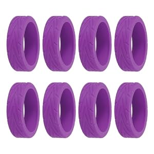 PATIKIL Luggage Wheel Covers, 8Pcs Purple Silicone Suitcase Wheel Covers, Treaded, Modern, Ambidextrous, Bypass