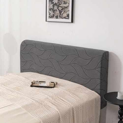 Image of HOMETHREADS Stretchable Lycra /Velvet Headboard Cover | Soft, Dust-Proof & Wrinkle-Resistant Bed Back Protector | Fits Leather, Wooden & Fabric Bedsides | for 6ft to 6.5ft Beds (Grey, 178x65Cm)