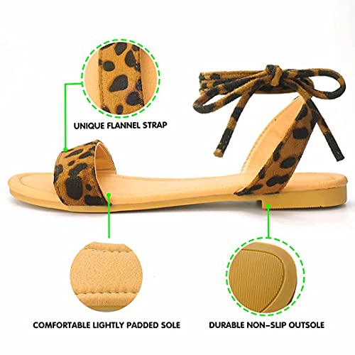 Image of DAYDAYGO Sandals for Women - Womens Comfortable Open Toe Ankle Wrap Lace Up Flat Sandals - Women's Sandal Ankle Tie Up Shoes
