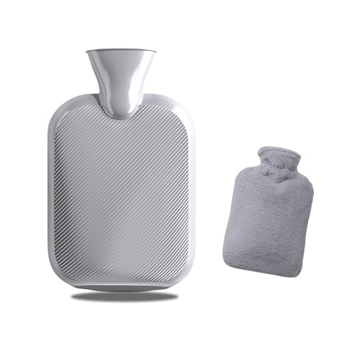 DHWEKU Bolsa De Agua Caliente Con Funda, Bolsa De Agua Caliente Peluche,bolsa termica infantil,1L Bolsa de Agua Caliente Grande, Caucho Natural,bolsa agua caliente