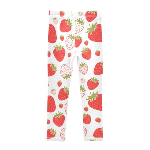 Red Strawberry Fruit Girls Leggings Soft Stretch Workout Yoga Dance Pants for Kids Casual Tights2