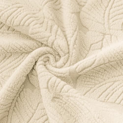 Image of House of Quirk Universal Jacquard Fabric Sofa Cover - Soft, Stretchable Couch Slipcover, Flexible Fit, Wrinkle-Resistant & Easy to Clean (Beige, Two Seater)