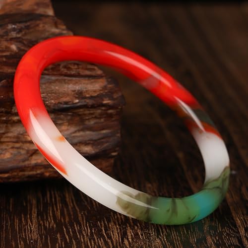 Bracelet en jade pour femme - Bijou bonne chance rond rouge Feng Shui