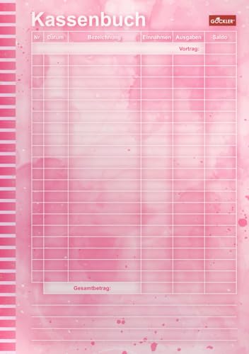 Gockler® KASSENBUCH DIN A5: Einnahmen-Ausgaben-Buch für Kleinunternehmer, Vereine & Gastronomen (Kassenbericht, Buchführung, Abrechnung, Haushaltsbuch) | pink