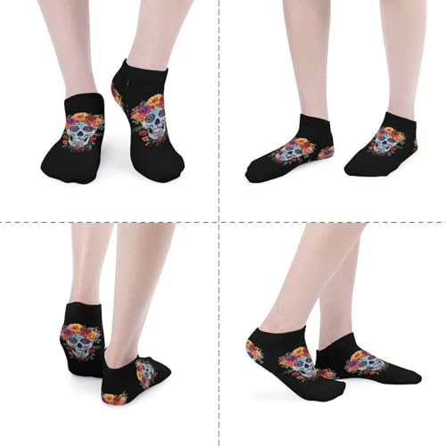 Day of The Dead Sugar Skull 5 Pairs Low Cut Ankle Socks for Men Women Athletic Running Socks No Show Breathable4