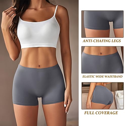 Image of Ekouaer Boyshort Panties Women's Soft Underwear Briefs Invisible Hipster 3 Pack Or 4 Pack Seamless Boxer Brief Panties S-XXL