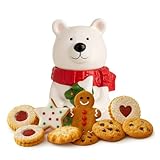 Silk Route Home - Tarro de cerámica para galletas con diseño de oso polar, almacenamiento festivo de galletas con sello de goma, capacidad de 1450 ml, decoración de cocina navideña