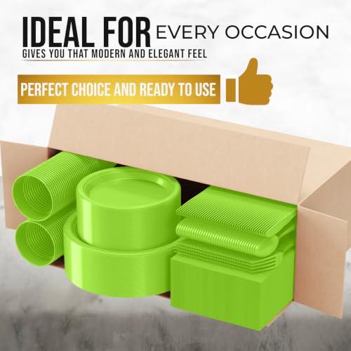 Image of Exquisite 350 Pcs Lime Green Plates and Napkins Party Supplies Plate Sets