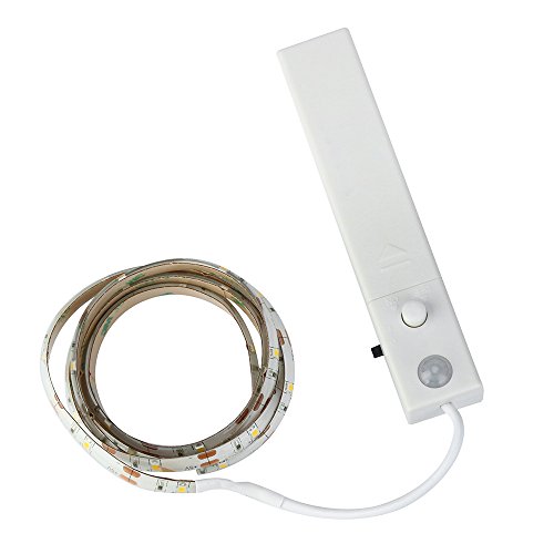 Preisvergleich Produktbild Jorich Batteriebetriebene LED Lichtleiste mit kabellosem PIR Lichtleiste batteriebetriebenes Powered Streifen Schlafzimmer Schrank Nachttisch (2m, Weiß)