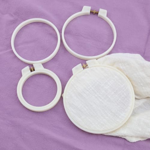 Image of HNGSON 3 Size Embroidery Hoop Set Plastic Embroidery Frame Cross Stitch Hoop Circle Embroidery Hoops Ring for Embroidery, Cross Stitch, Sewing