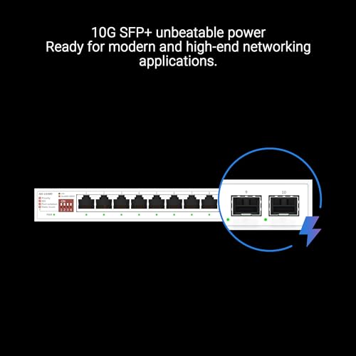 Image of ASUS QG-U1080, 5-Port 2.5G and 2-Port 10G SFP+ Unmanaged Switch, Support 4 Intelligent Modes, Home Network Hub, Office Ethernet Splitter, Plug and Play, Easy Setup, Desktop, Silent Operation