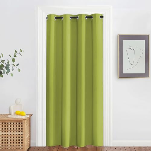 NICETOWN Blackout Doorway Curtain Drape 78 inch Long - Grommet Noise Reducing Thermal Insulated Solid Modern Window Treatments for Bedroom Closet (1 Panel, 52 x 78 Inch, Fresh Green)