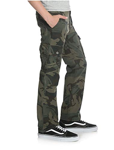 Wrangler Husky Boys' Premium Stretch Cargo Pants with Adjust-to-Fit Waistband, Slim Fit (Forest Green Camo, 8 Husky)2
