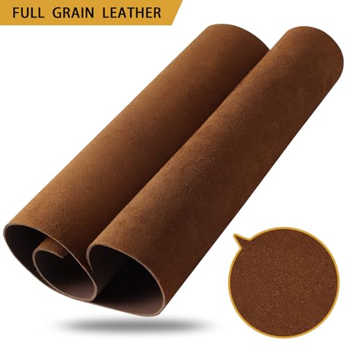Image of RingSun Genuine Leather Sheets for Crafts 12''X24'' Full Grain Leather Tooling Leather (2mm) Thick Cowhide Leather Pieces Square, Red Brown