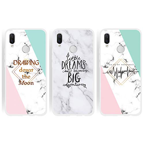 LeviDo 3X Funda Compatible para Huawei P Smart Plus 2019 Silicona Bumper Caucho Caso TPU Delgado Goma Case Antigolpes Parachoque Cover, Dreaming-Dreams Big-Ola