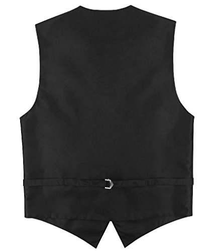 Mens SLIM FIT Dress Vest Skinny NeckTie BLACK 2.5" Neck Tie Hanky Set2