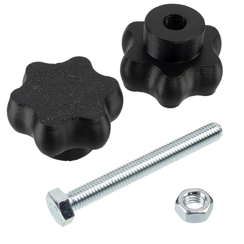 AERZETIX - Set di 8 manopole di serraggio M8 a forma di stella in plastica nera + 4 viti a 6 punti M8x70 mm e 4 dadi esagonali M8 | corsa di serraggio massima 32 mm