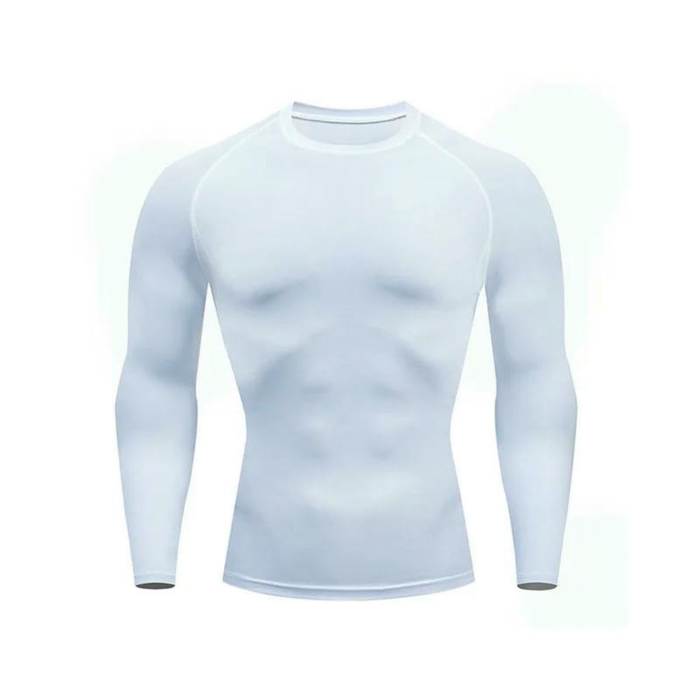 DYRBF T-shirt de compression à manches longues pour homme - T-shirt de fitness - Séchage rapide - Protection solaire - Couche de base pour le sport