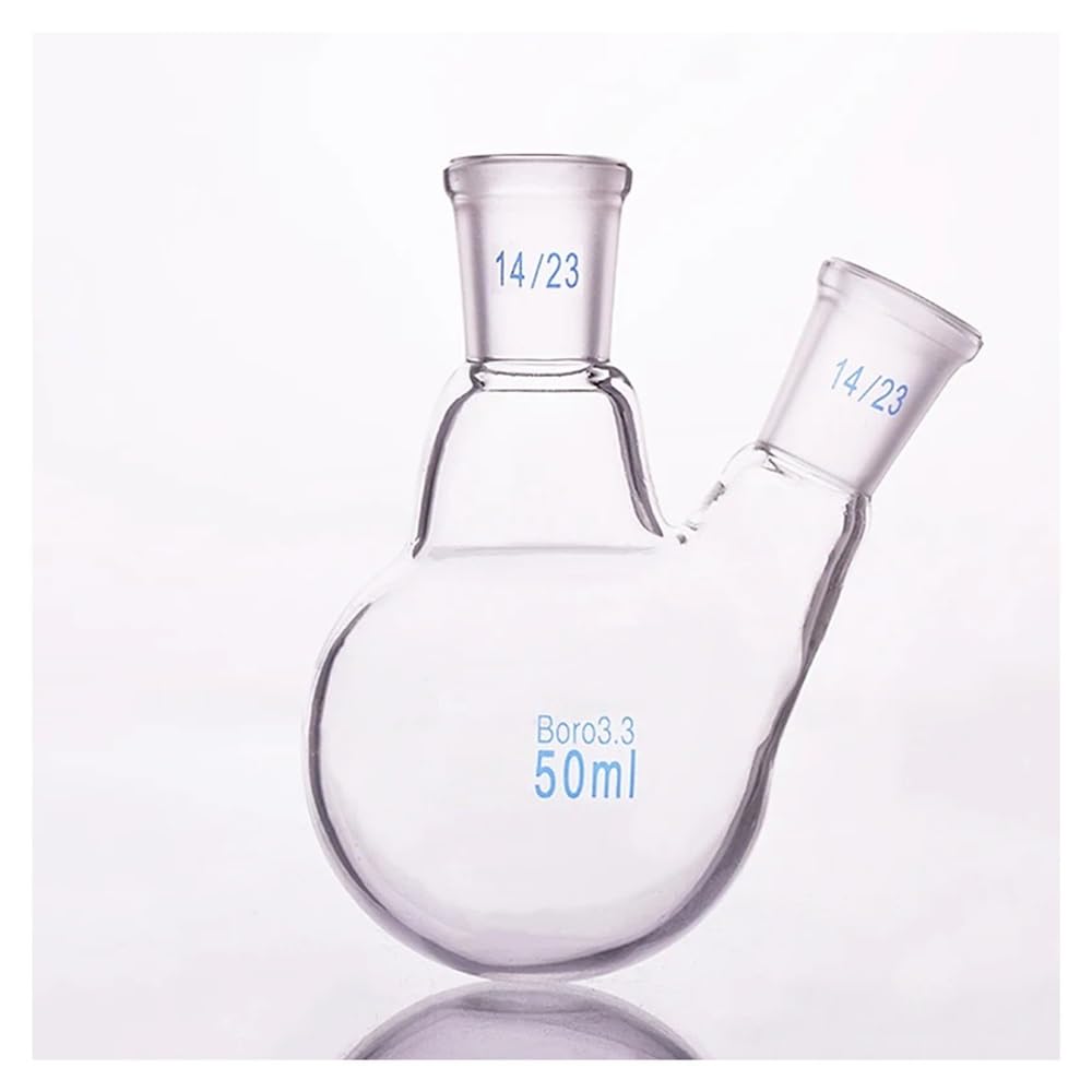 Zweihalskolben Schräge Form Standard-Schleifmund 50 ml Mittelgelenk 14/23 und Gelenk 14/23