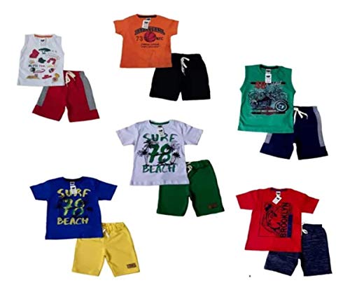 Kit 6 Conjunto Roupa Infantil Menino Masculino Short Moletom TAMANHO:8