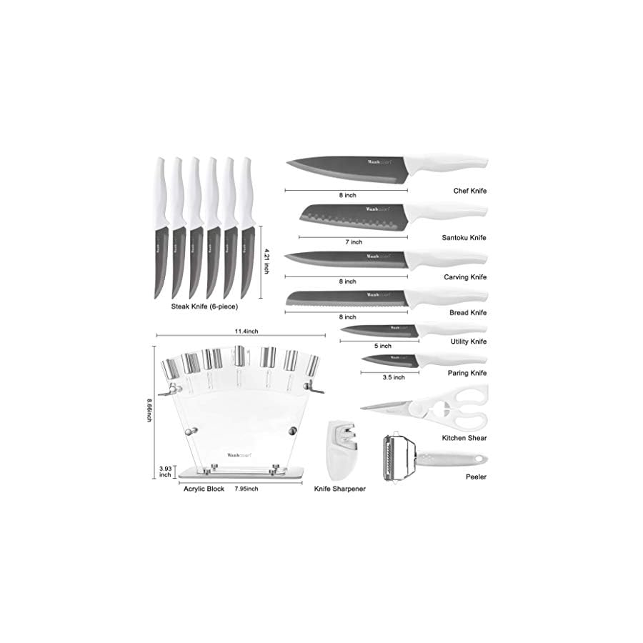 Wanbasion-16pcs-White-Kitchen-Knife-Set-with-Block-Stainless-Steel-Knives-Set-for-Kitchen-Professional-Chef-Knife-Sets-for-Kitchen-with-Sharpener-Acrylic-Block Wanbasion 16pcs White Kitchen Knife Set with Block, Stainless Steel Knives Set for Kitchen, Professional Chef Knife Sets for Kitchen with Sharpener Acrylic Block