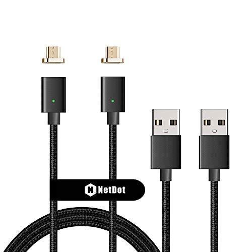 Netdot 5 Feet Gen7 Nylon Braided Magnetic Micro USB Charging & Data Transfer Cable Compatible with Android Device(5 Feet Micro USB/2 Pack Black)