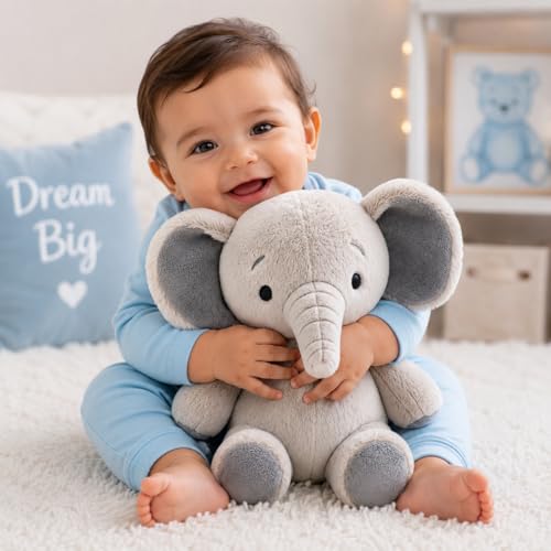 Image of AVSHUB Elephant Plush Soft Toy 20 cm | Cute Stuffed Animal Teddy for Kids & Babies | Ultra Soft Cuddly Hugging Toy for Playtime, Nursery Decor & Birthday Gift | Grey