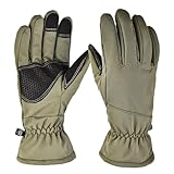 ZXIAGM Guantes de esquí para hombre y mujer, de forro polar, camuflaje, gruesos, cálidos, antideslizantes, resistentes al viento y al agua, guantes de senderismo para pantalla táctil (verde, L)