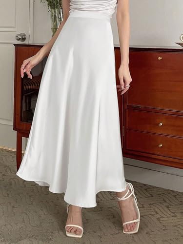 Women's Flowy Trendy Skirt Elegant Solid High Waist Skirt3