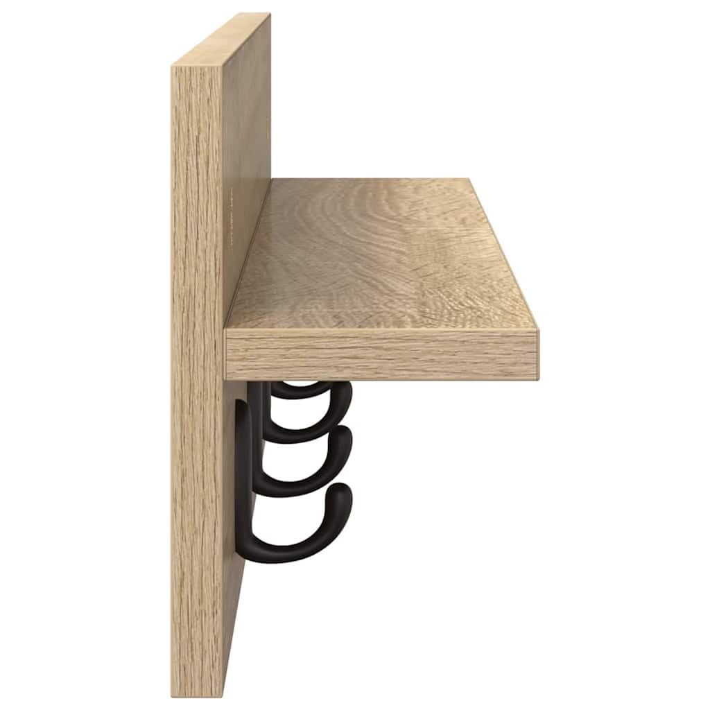 Appendiabiti da parete in rovere Sonoma, 60 cm, appendiabiti da parete in legno con ganci, appendiabiti salvaspazio per corridoio e ingresso, design moderno, 60 x 10,5 x 18 cm