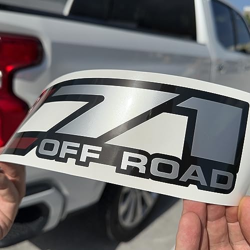 Image of GOLD HOOK Z71 Off Road Decals Compatible with Chevy Silverado GMC Sierra 1999-2007 - Premium Series - Black Red Silver Metallic Finish - Set of 2