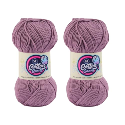 Image of NESTNHAVEN Cotton Candy 100% Cotton Yarn - (100g, 185 Meters) - Luxury Yarn for Crochet, Amigurumi, Embroidery, Toys, Garments, Flowers and Hobby, Projects. (Deep Purple) | (200 Gm)