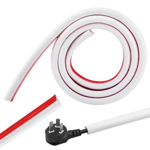 Wall Cord Hider, 39inch Self Adhesive Cable Hider Half Round Extension Cord Covers TV Cord Hider Raceway Cord Covers Wall Mounted Tv for Home and Office Gym, Exhibitions(White)