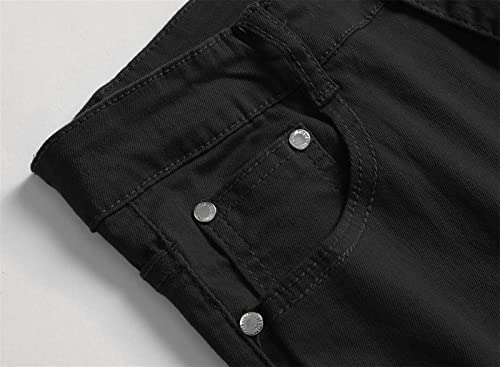 Men's Skinny Slim Moto Biker Jeans Classic Ripped Zipper Denim Pants Hip Hop Distressed Stretchy Jean Trousers3