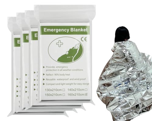 Image of DS. DISTINCTIVE STYLE 4 Pack Emergency Blanket, Thermal Blanket for Survival, Emergency Supplies Space Blanket Perfect for Outdoors, Hiking, Survival, Marathons, or First Aid, Silver