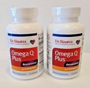 2-Pack Dr. Sinatra’s Omega Q Plus Resveratrol and Turmeric Supplement Delivers Advanced Support for Healthy Inflammation, Circulation, Blood Pressure, and Overall Heart Health, 60 Softgels