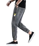  shownicer Jeans Homme Pantalon Casual Cargo Chino Sport Jogging Pantalon Slim Fit Denim Pantalon Jogging Bas de Survêtement Hip Hop Pantalon De Sport Multi-Poches Streetwear G Gris L