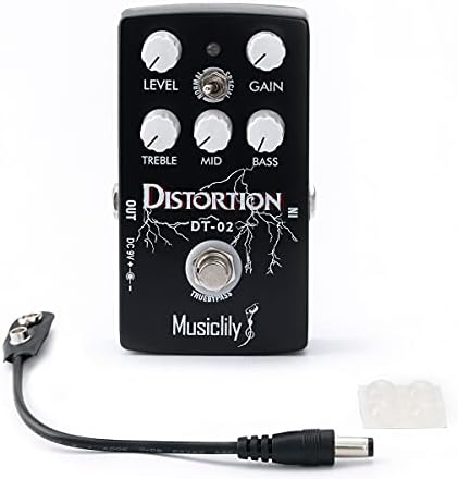 Musiclily Distortion Pedal, Pro Guitar Distortion Effects Pedal, DC 9V Adapter Powered for Electric Guitar Bass True Bypass (Black)